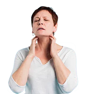 A woman with difficulty swallowing.